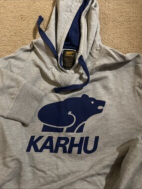 Karhu Men's Gray Hoodie with Navy Logo